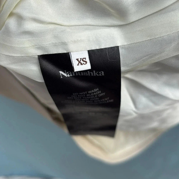 NWOT NANUSHKA Layan Vegan White Leather Mini Dress Women Ivory Button Waist XS - Picture 5 of 8